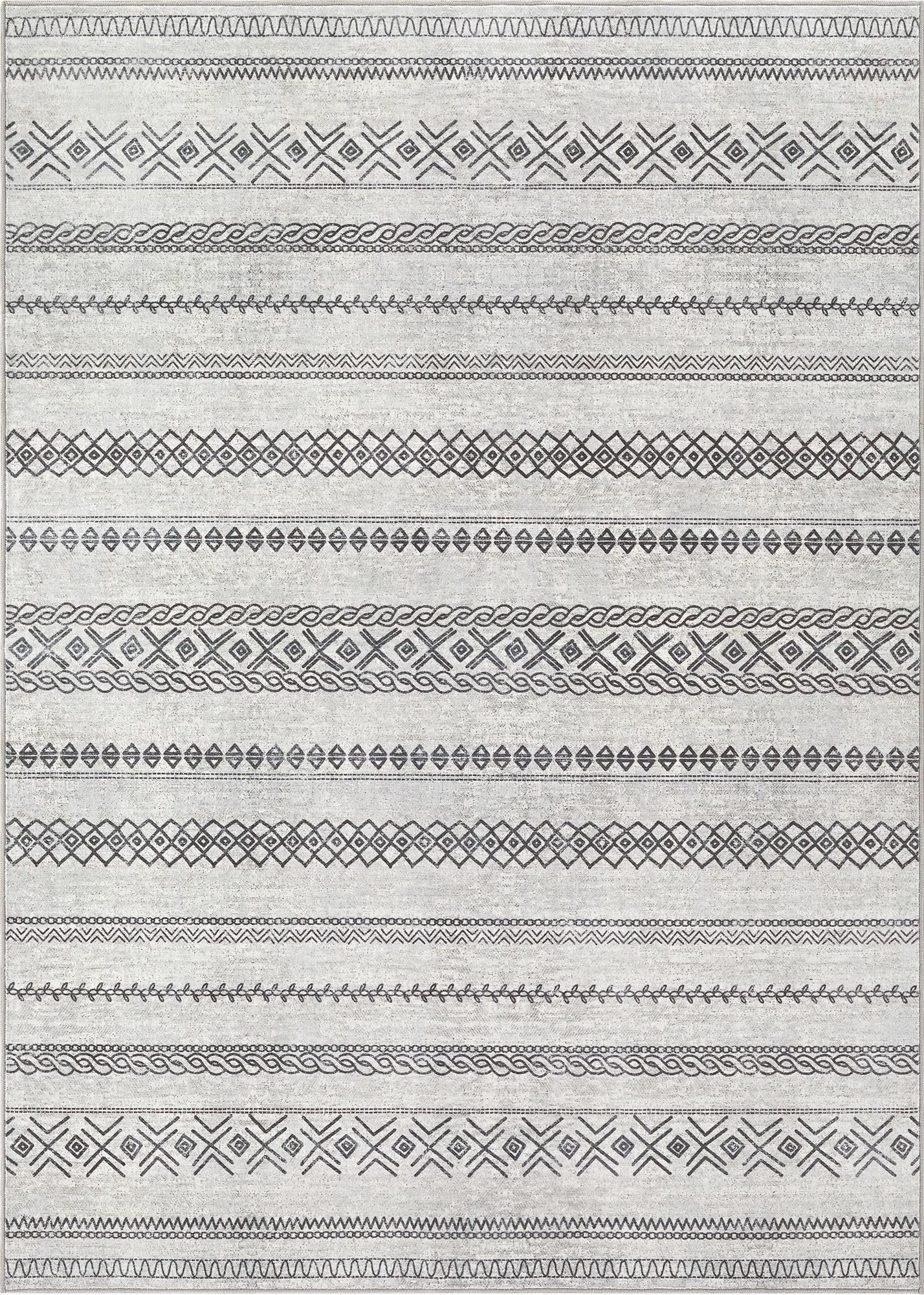 Living Room Rug 8x10 Area Rug: Machine Washable Large Boho Rug Moroccan Farmhouse Neutral Soft Rug Non Slip Indoor Carpet for Bedroom Dining Room Home Office Decor - Grey