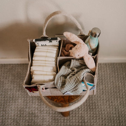 Parker Baby Co. Diaper Caddy Gift Set - Large & Regular Nursery Storage Bins | Car Organizer in Oatmeal