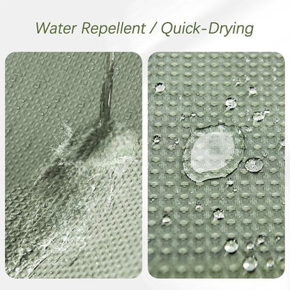 PANGSINNE Sage Green Shower Curtain - Waffle Weave Fabric Heavy Duty for Bathroom, Water Repellent Weighted 256GSM Hotel Quality Machine Washable Bath Curtains with 12 Hooks, 72Wx72H