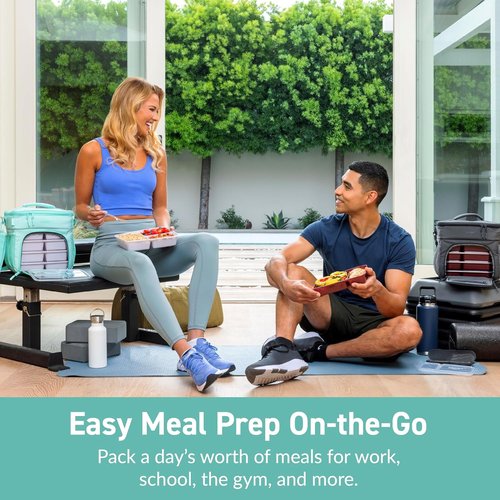 Bentgo Prep Deluxe Insulated Multimeal Bag - Holds 5 Meals, Premium Insulation Up to 8 Hrs | Large Capacity, Coastal Aqua