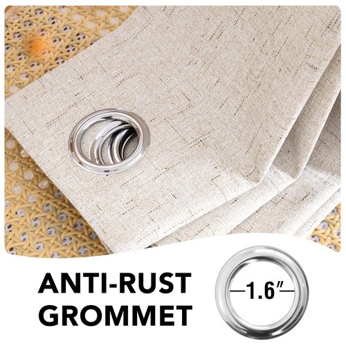 H.VERSAILTEX 72 inch Blackout Curtains, 100% Absolutely Blackout Thermal Insulated Textured Linen Look Curtain Draperies Anti-Rust Grommet Linen Curtains Blackout, 2 Panels, Natural