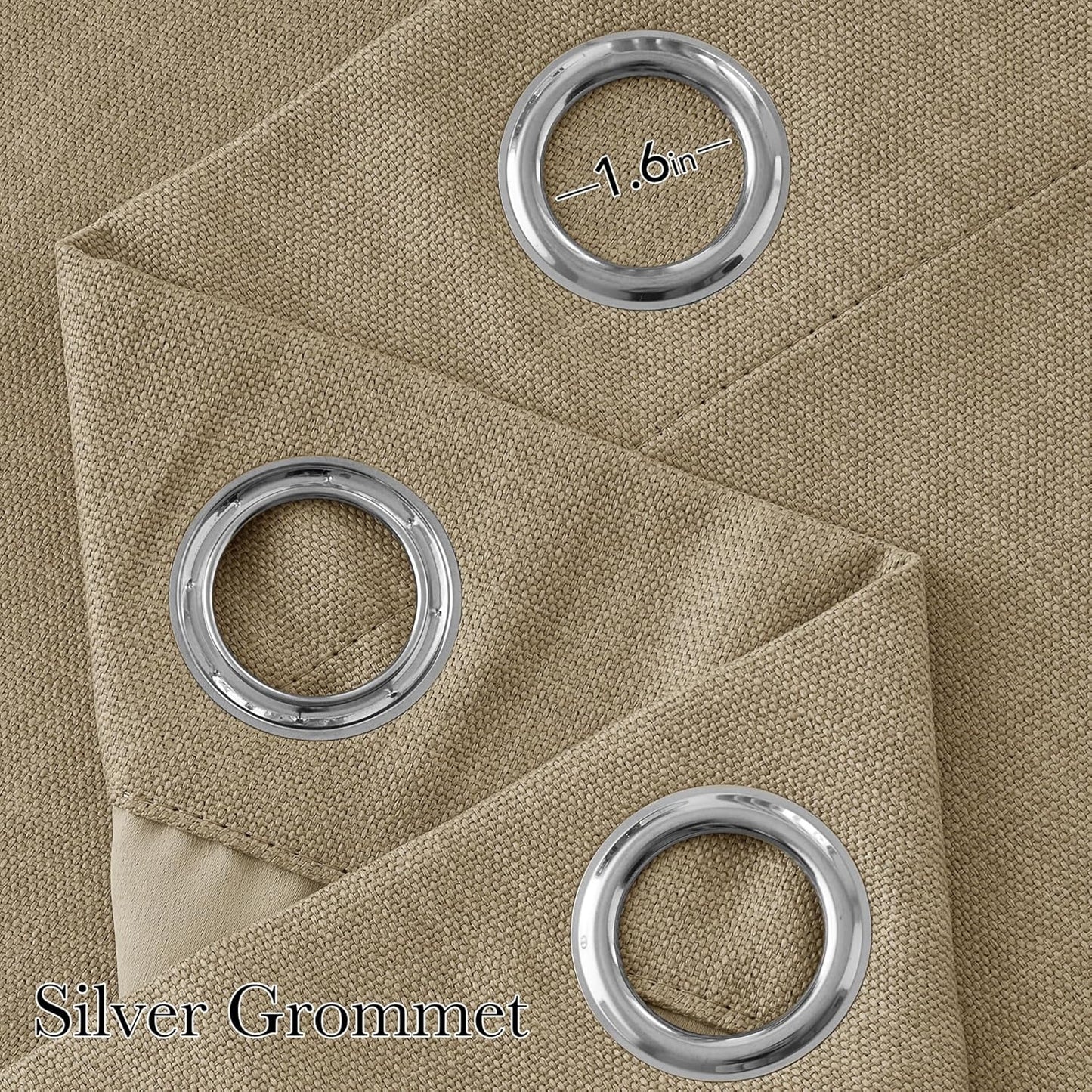 NICETOWN Blackout Curtains | Short Faux Linen Oatmeal Privacy Panels - 63 Inches, Grommet Top, 2 Panels