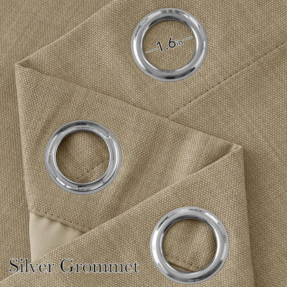 NICETOWN Blackout Curtains | Short Faux Linen Oatmeal Privacy Panels - 63 Inches, Grommet Top, 2 Panels