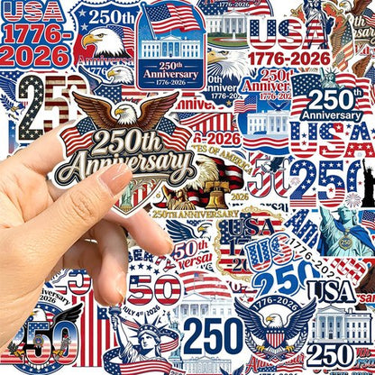 250 Anniversary USA Stickers - Waterproof Vinyl Decals for Laptops, Water Bottles, Phones & More