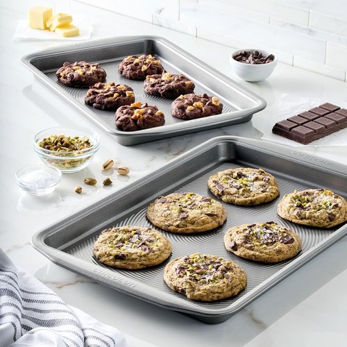 Circulon Nonstick Cookie Pan Set - 2-Piece Baking Sheets for Perfect Cookies | Gray Finish