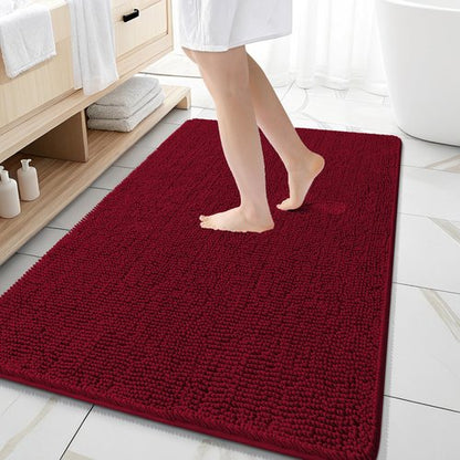 OLANLY Bathroom Rugs 59x35, Extra Soft Absorbent Chenille Bath Rugs, Rubber Backing Quick Dry, Machine Washable Bath Mats for Bathroom Floor, Tub and Shower, Home Decor Accessories, Red