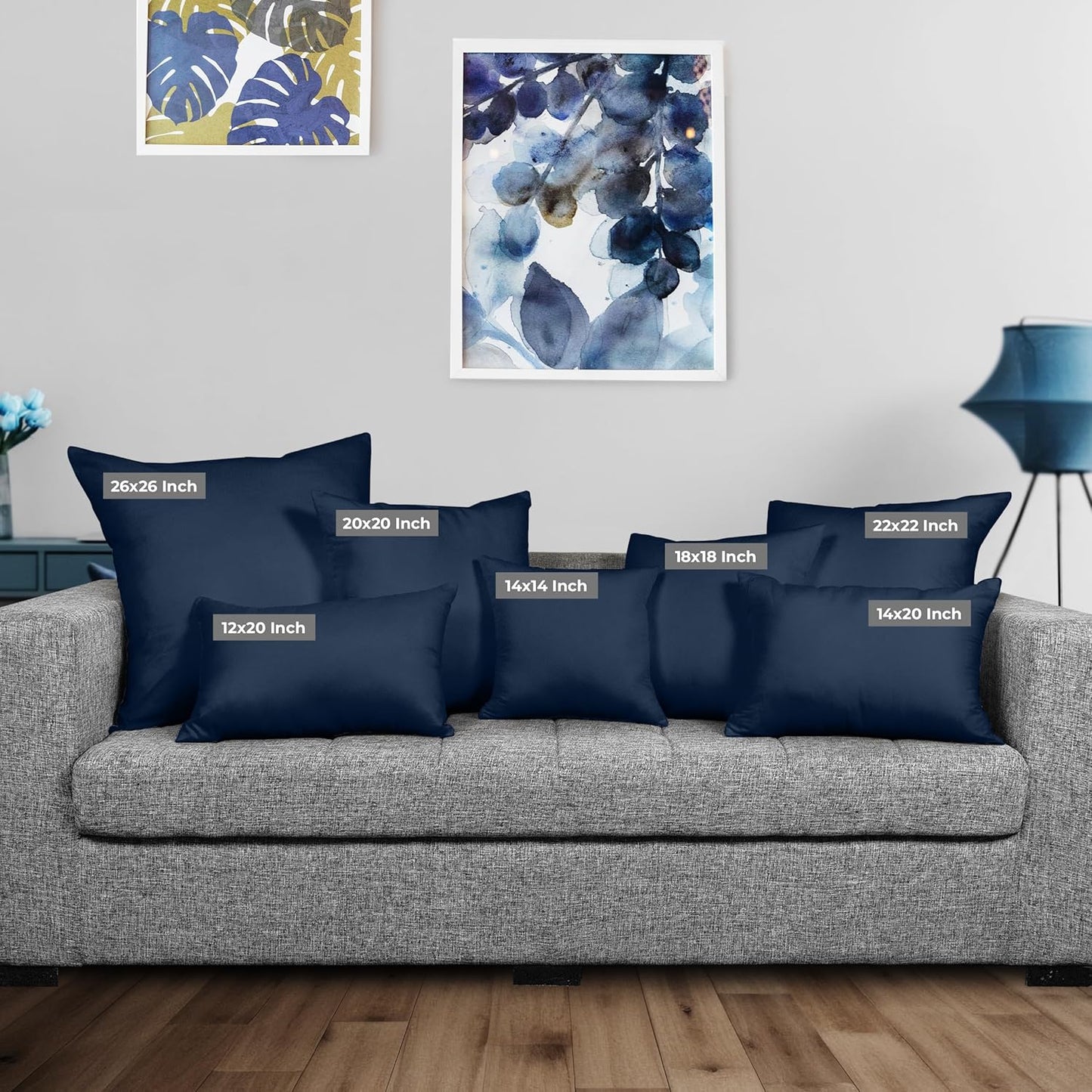 Utopia Bedding 20x20 Pillow Inserts - Set of 2 Navy Decorative Throw Pillows for Sofa & Couch - Soft & Supportive Cushions