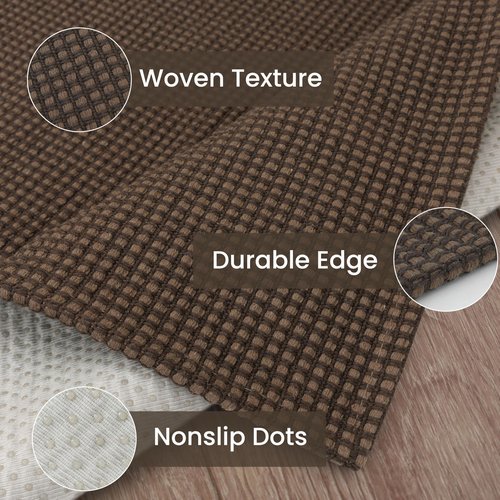 IOHOUZE Washable Runner Rug 2.6'x8' Non Slip Rubber Backed Wide Hallway Runner Entryway Runner Indoor, Kitchen Rugs Woven Cotton Floor Carpet for Hall Entrance Bedroom, Brown