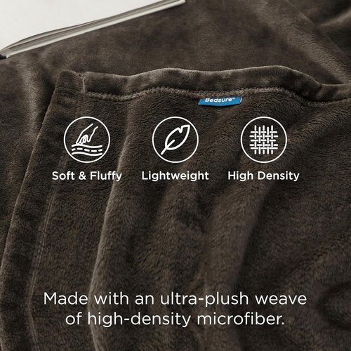 Bedsure GentleSoft Brown Fleece Blanket - King Size Plush Cozy Microfiber, 108x90 Inches