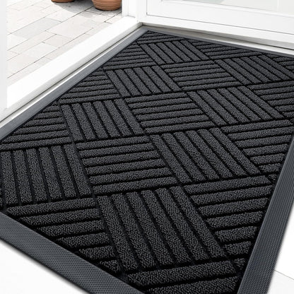 OLANLY Heavy-Duty Front Door Mat - Absorbent, Non-Slip Rubber Doormat | 29.5x17 Inches, Black Diamond