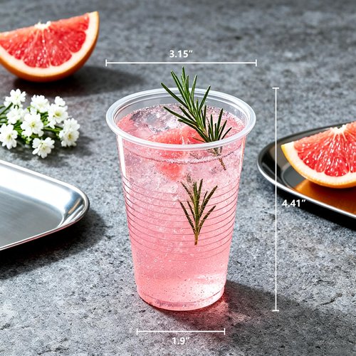 WhalePassing 200 pack 12 oz clear plastic cups - Disposable cold drink party cups, Drinking cups for Birthday, Picnic, Travel, Christmas, Wedding and More