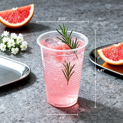 WhalePassing 200 pack 12 oz clear plastic cups - Disposable cold drink party cups, Drinking cups for Birthday, Picnic, Travel, Christmas, Wedding and More