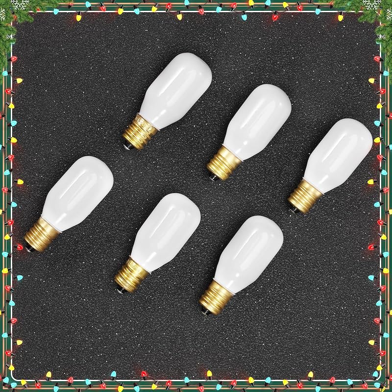 12Pcs Christmas Village Light Bulbs with E12 Base, T20 LED 2700K 110V Gold Sockets (Variation: 12 Gold)