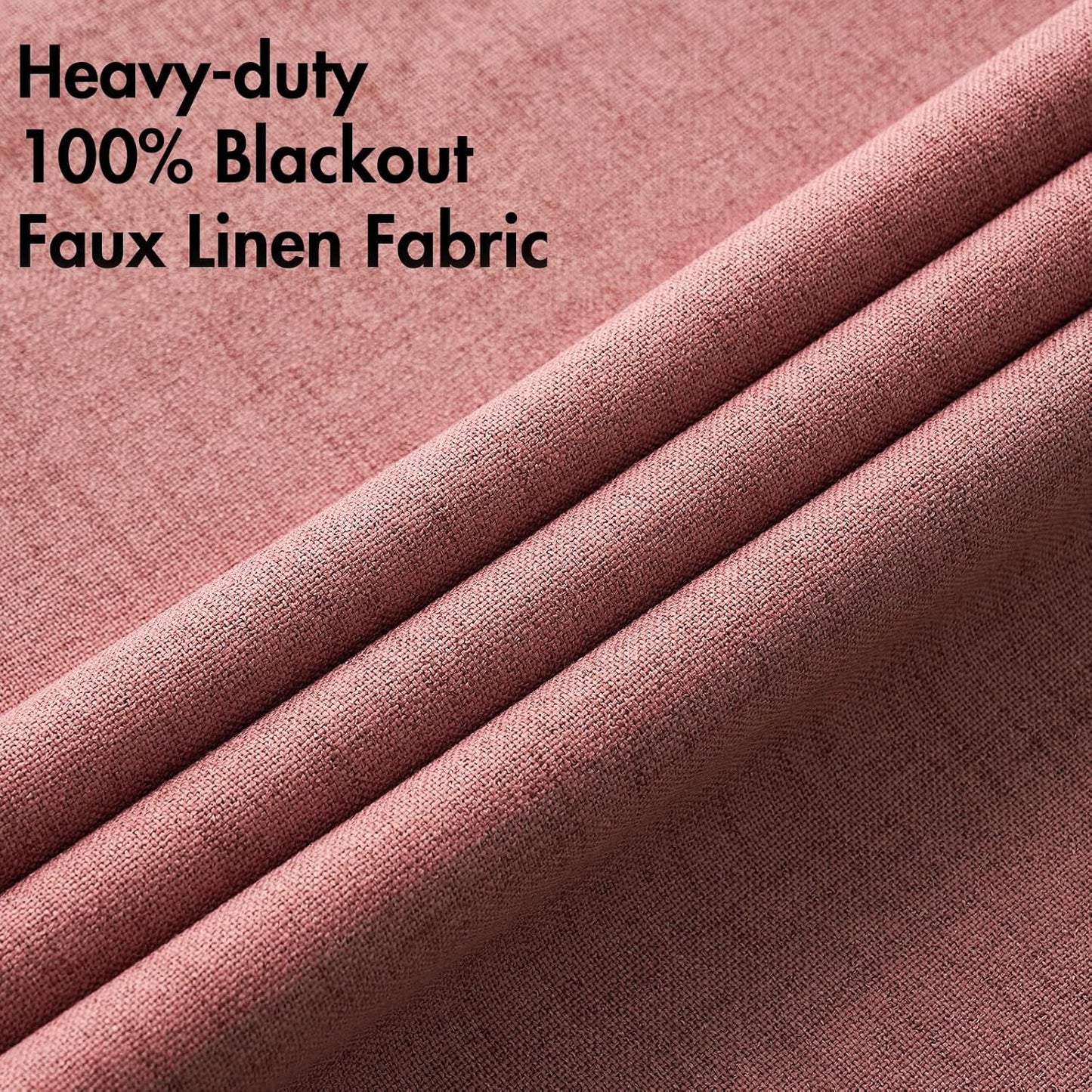 MIULEE Blackout Linen Textured Curtains - Thermal Insulated Dusty Rose Drapes | Luxury Room Darkening 52 x 63 Inch (2 Panels)