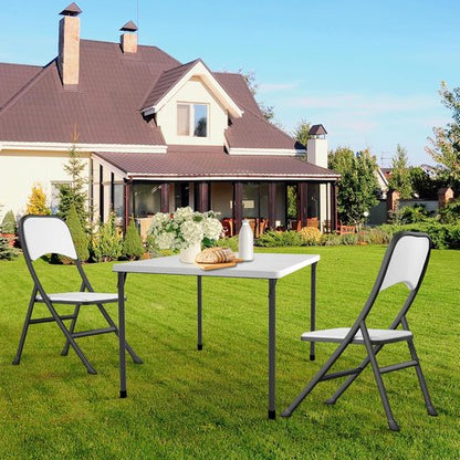 Kasunpul 34" Folding Table - Portable Square Card Table with Collapsible Legs & Carrying Handle | Ideal for Camping, Picnics, Office, and Parties - White