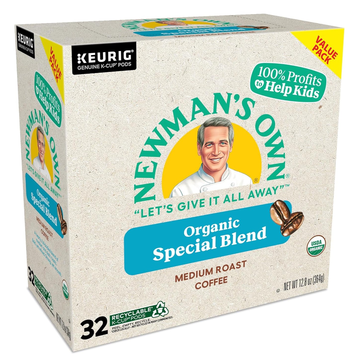 Newman's Own Organics Medium Roast Coffee K-Cup Pods - Special Blend, 32 Count