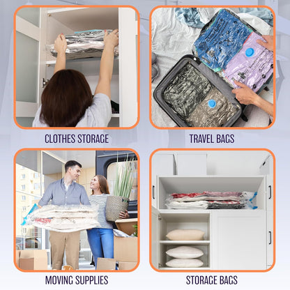 Skiennix Vacuum Seal Bags - Space Saver Storage for Clothing & Blankets | 20 Combo Set with Hand Pump