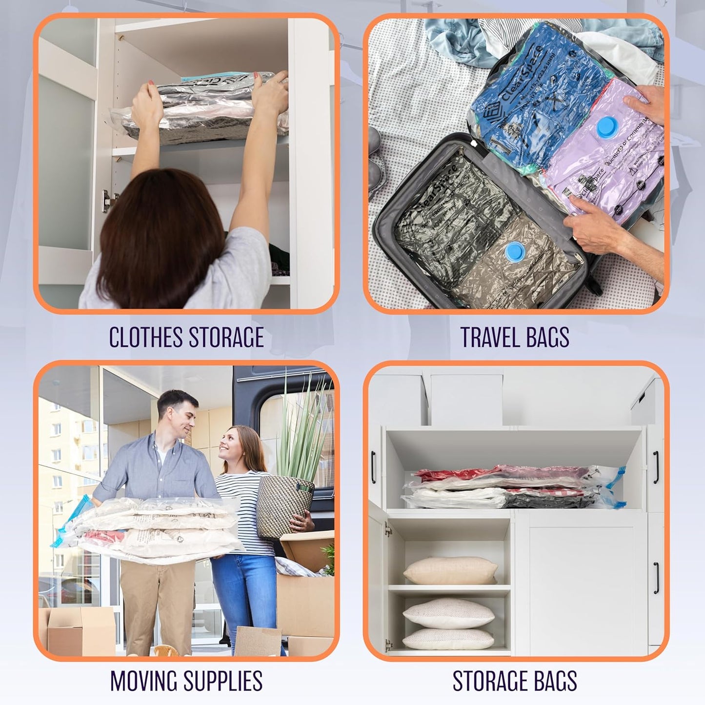 Skiennix Vacuum Seal Bags - Space Saver Storage for Clothes & Blankets | 10 Small Bags with Hand Pump
