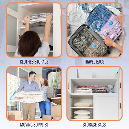 ClearSpace Vacuum Seal Bags for Clothing, Vacuum Storage Bags, 10 Large – Space Saver Bags, Blanket Storage, Clothes Storage – Space Bags, Hand Pump Included