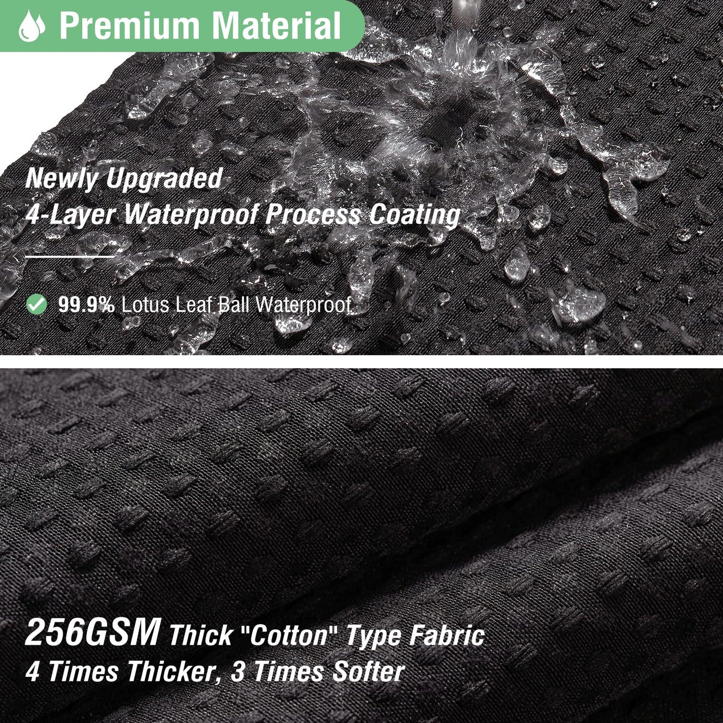 Dynamene Black Fabric Shower Curtain - Waffle Textured Heavy Duty Cloth Curtains for Bathroom, 256GSM Hotel Spa Luxury Weighted Polyester Bath Curtain Set with 12 Plastic Hooks(72Wx72H, Black)