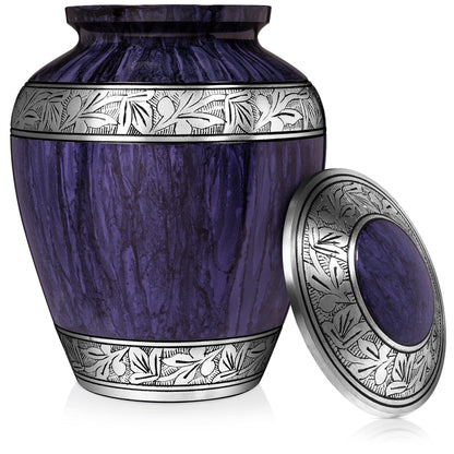 Purple Urns for Human Ashes Adult Large Standard Size Funeral Memorial Earns, Handcrafted Cremation Urns, Up to 200 lbs Adult Male Female Ashes, Burial Containers for Dad Women Men