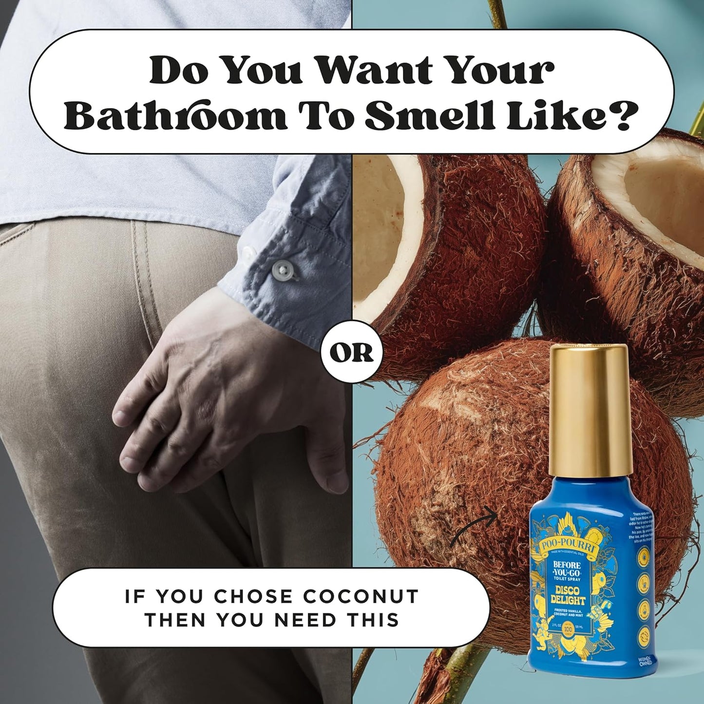 Poo-Pourri Before-You-Go Toilet Spray - Disco Delight, 2 Fl Oz | Frosted Vanilla, Coconut & Mint