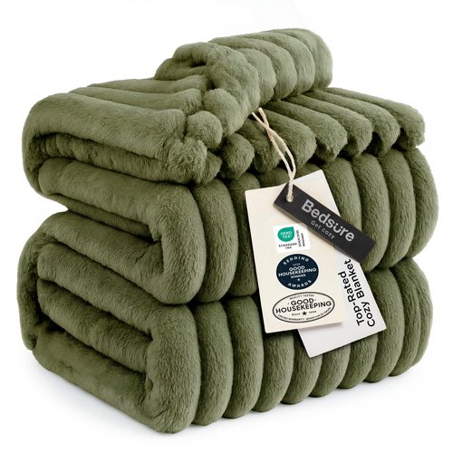 Bedsure GentleSoft California King Size Blanket for Couch - Cozy Soft Blankets for Women, Cute Small Fleece Throws for Girls, Birthday Gifts for Women, Moss, 102x96 Inches