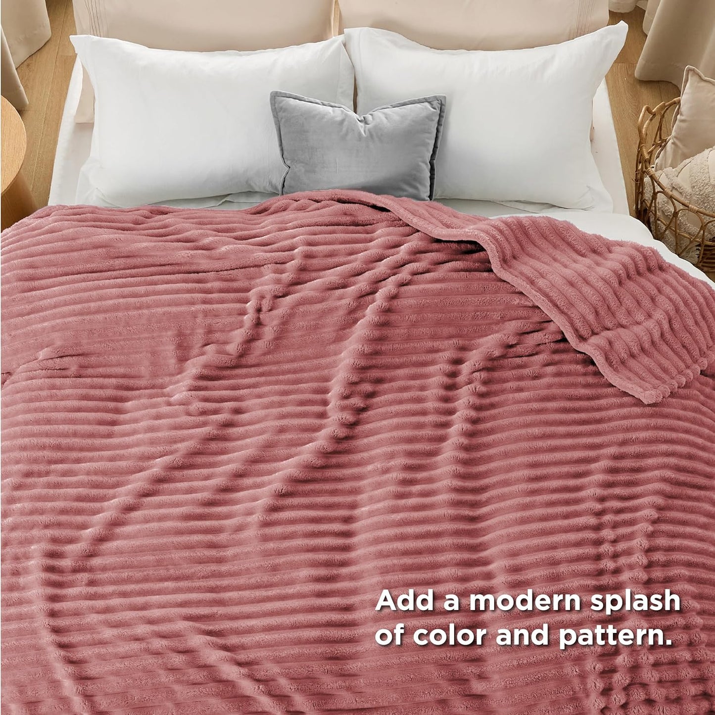Bedsure GentleSoft King Blanket - Super Soft Dusty Pink Fleece for Cozy Comfort, 108x90 Inches