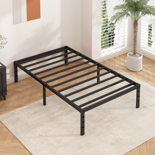 HLIPHA Metal Platform Bed Frame 18 Inch Tall,No Box Spring Needed,Twin Size Bed with Heavy Duty Strong Support Slats,Easy to Assemble,Black