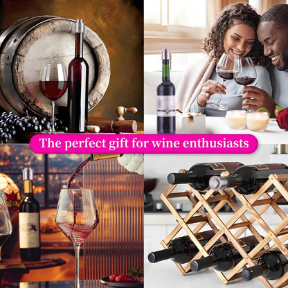 Wine Stoppers Vacuum for Wine Bottles - 2-Pack Stainless Steel Wine Saver with Date Markers, Reusable, Leak-Proof Wine Preserver, Perfect Gifts for Wine Lovers & Bar Accessories