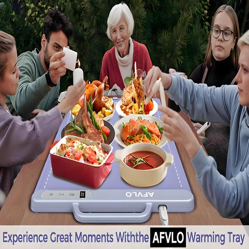 Electric Food Warming Mat with Adjustable Temperature, Upgrade High-tech Graphene Heating Film, Fast Full Surface Heating Mat, Roll Up Food Warmers for Parties Buffet (Purple)