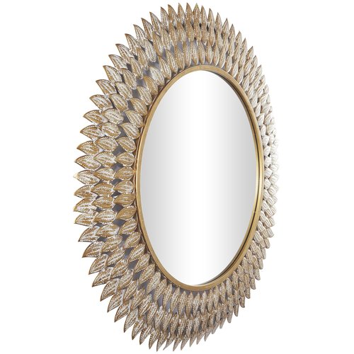 Deco 79 Metal Leaf Room Wall Mirror Radial Entryway Mirror, Wall Mounted Mirror 32" x 1" x 32", Gold