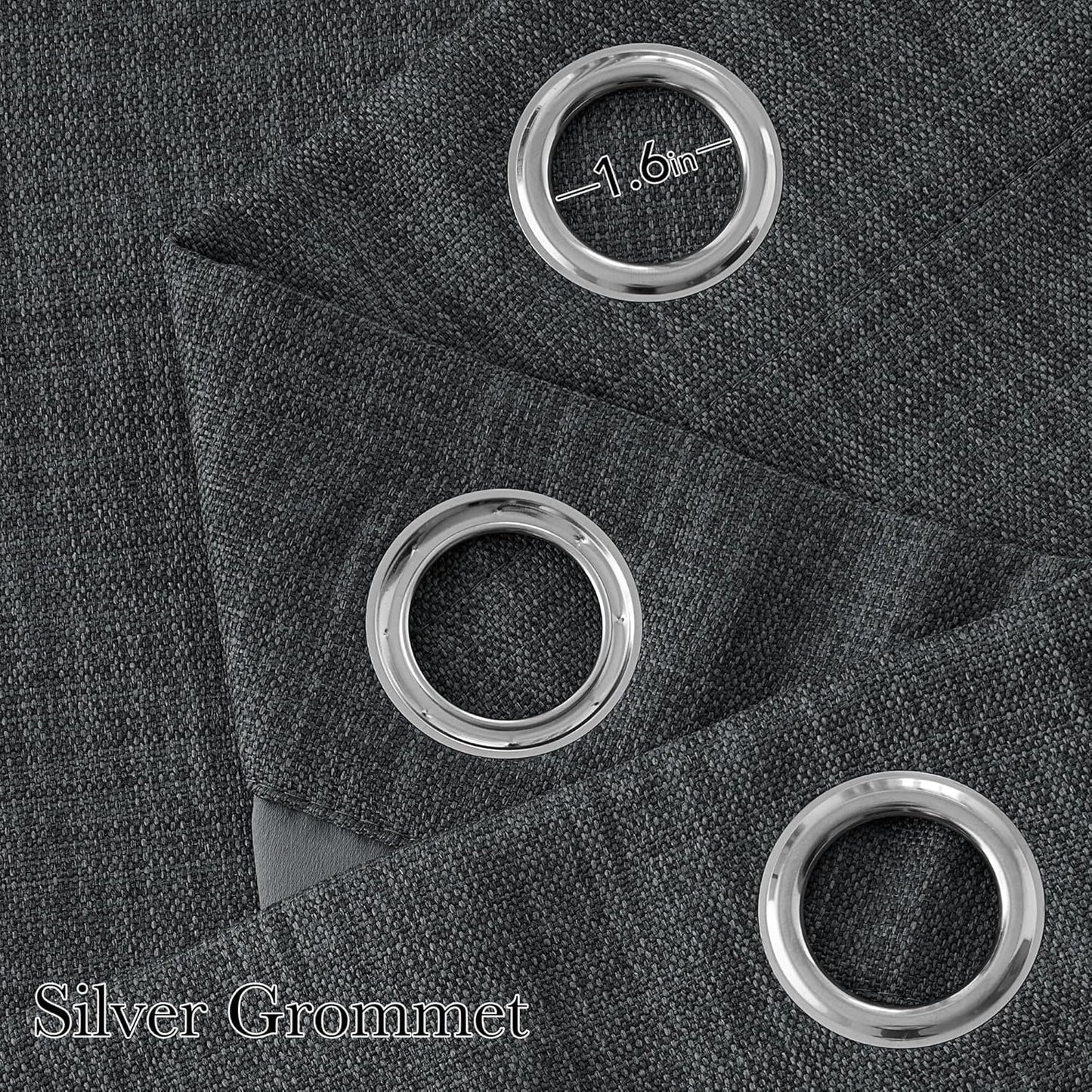 NICETOWN Blackout Curtains - Charcoal Gray Faux Linen 63-Inch Privacy Panels | Modern Farmhouse Style, 2 Panels