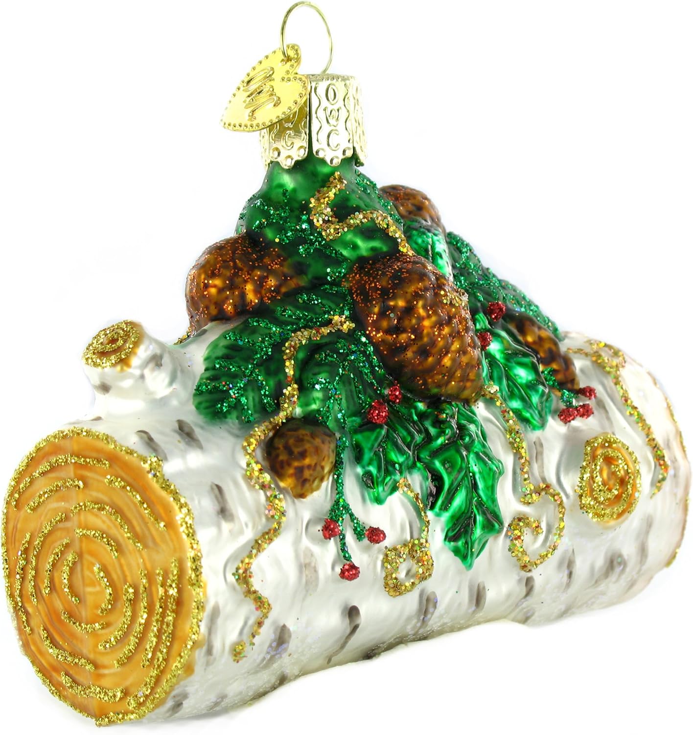 Old World Christmas Yule Log Ornament - Handcrafted Glass Blown Holiday Decoration | Festive Tree Decor