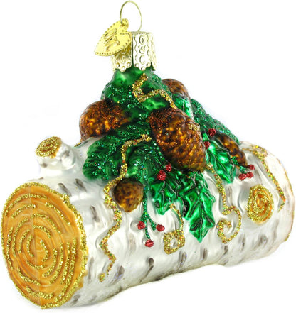 Old World Christmas Yule Log Ornament - Handcrafted Glass Blown Holiday Decoration | Festive Tree Decor