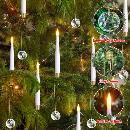 Yeelida LED Flameless Taper Candles - Pack of 12 with Remote & Timer | 0.5" x 6" White Warm Light