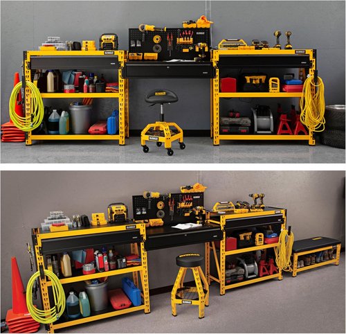 DEWALT Heavy-Duty 4-Foot Industrial Storage Rack - 3 Shelves, Steel Uprights, 4,500 lb Capacity