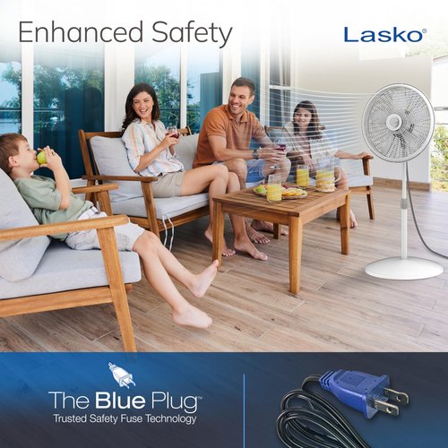 Lasko Oscillating Pedestal Fan - Lasko Fan with Adjustable Height and 3 Cooling Speeds, Portable, 18", White, 1820