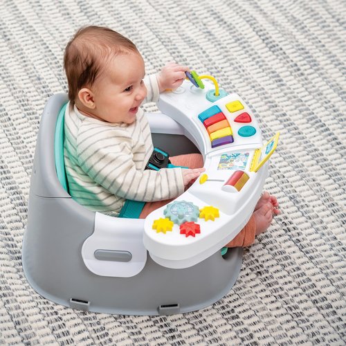 Infantino Music & Lights 3-in-1 Discovery Seat & Booster, Interactive Toddler Seat for Dining Table or Kitchen Chair, Baby Activity Center & Snack Tray, 20 Sounds & Songs, Lightweight Baby Essentials