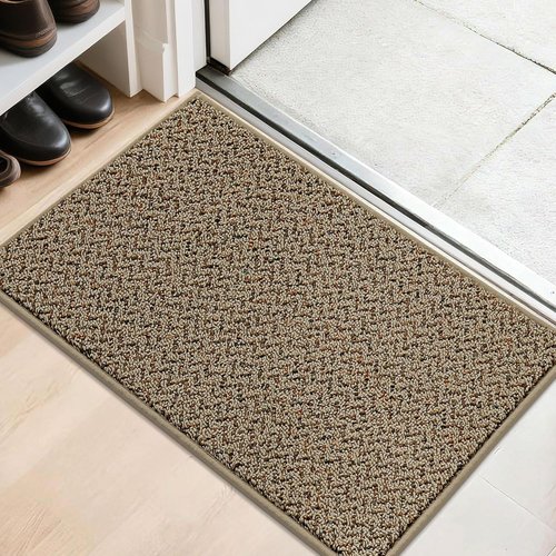 COSY HOMEER Door Mat - Non-Slip Absorbent Entryway Rug | 20" x 32" Taupe Washable Floor Mat