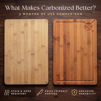 Skiennix 3-Piece Bamboo Cutting Board Set - Eco-Friendly, Pre-Oiled & Non-Toxic | Perfect for Kitchen Use