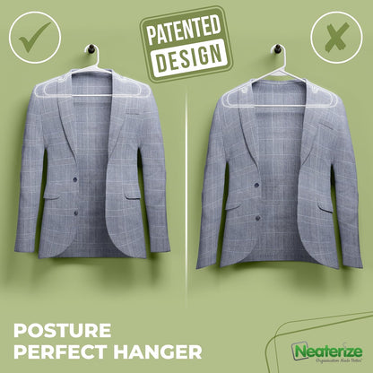Neaterize Clothes Hangers - 100 Pack Plastic Hangers for Adults | Space-Saving White Coat Hangers