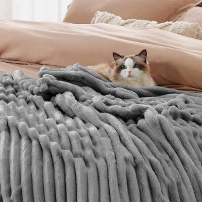 Bedsure GentleSoft Fleece Blanket - Cozy Frost Gray Throw for Couch, Perfect for Women & Girls, 108x90 Inches