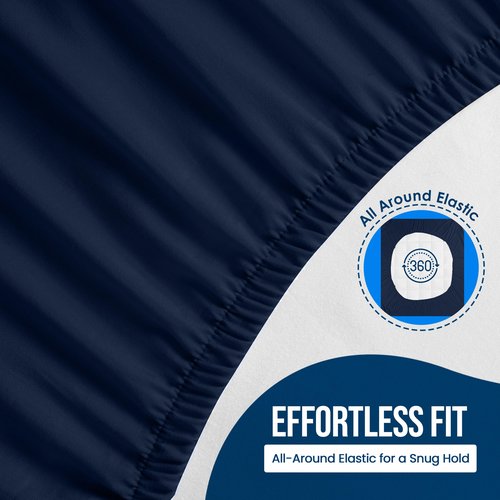Full Size Mattress Protector Waterproof, Premium 200 GSM Terry Mattress Cover, Soft & Breathable Bed Cover, Fitted Sheet Style Stretchable Deep Pockets 15" by Utopia Bedding (Navy Blue)