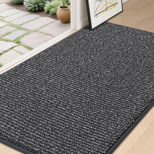BEQHAUSE Dirt Trapper Door Mat - Non-Slip, Washable, Absorbent | 36" x 60", Charcoal Color for Entryway