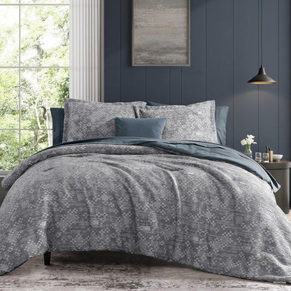 MaiRêve King Comforter Set Navy Blue, Crinkle Textured Design Bedding Set 7 Pieces Bed in A Bag, All Season Farmhouse Comforter Set with Sheets, Pillowcases & Shams