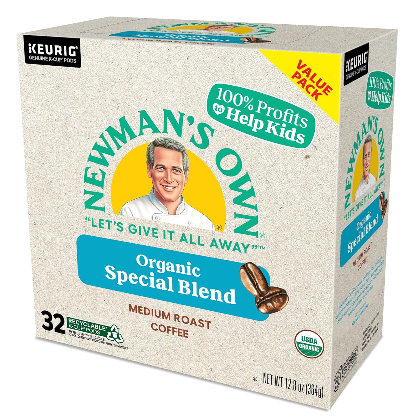 Newman's Own Organics Medium Roast Coffee K-Cup Pods - Special Blend, 32 Count