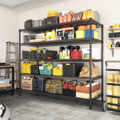 Reibii 3200LBS Heavy Duty Garage Shelving - 5 Tier Adjustable Metal Unit | 55.5" W x 18" D x 71" H