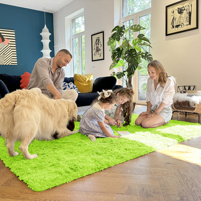 OLANLY 6x9 Machine Washable Large Area Rugs for Living Room, Bedroom, Soft Fluffy Shaggy Bedside Rug, Indoor Floor Carpet for Kids Girls and Boys, Dorms, Nursery, Home Decor Aesthetic, Lime Green