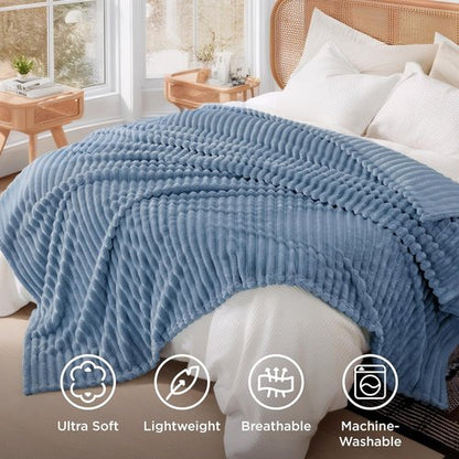 Bedsure GentleSoft Blue Full Blanket - Cozy Fleece Throw for Women, Perfect Birthday Gift, 84x90 Inches